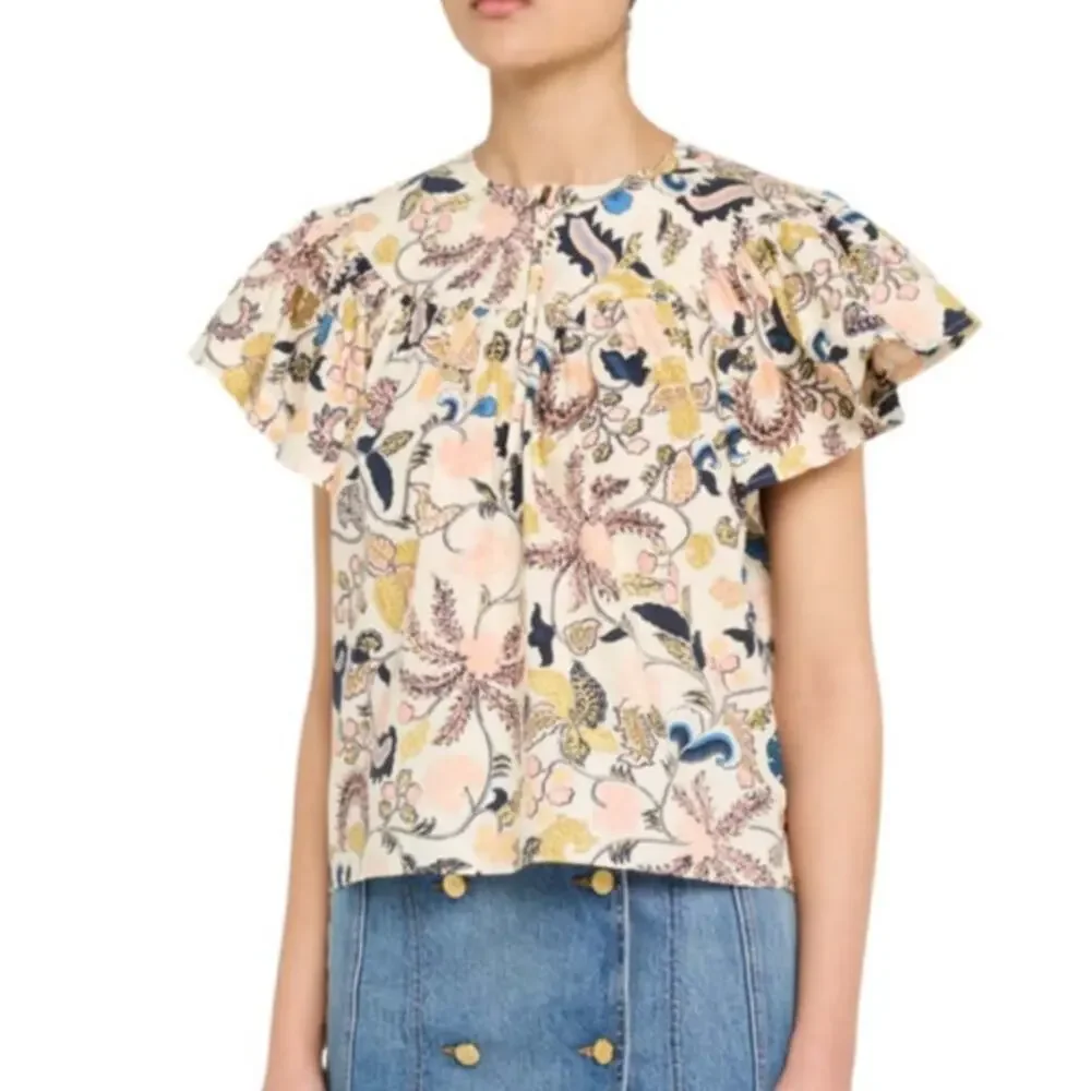 Ulla Johnson Perline Flutter Sleeve Floral Blouse Magnolia Size 0 NEW NWT - Picture 7 of 10